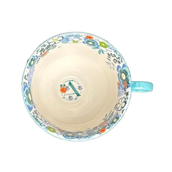 Anthropologie Tea Time Monogram Initial 'A' Floral Footed Ceramic Mug - Picture 5 of 6